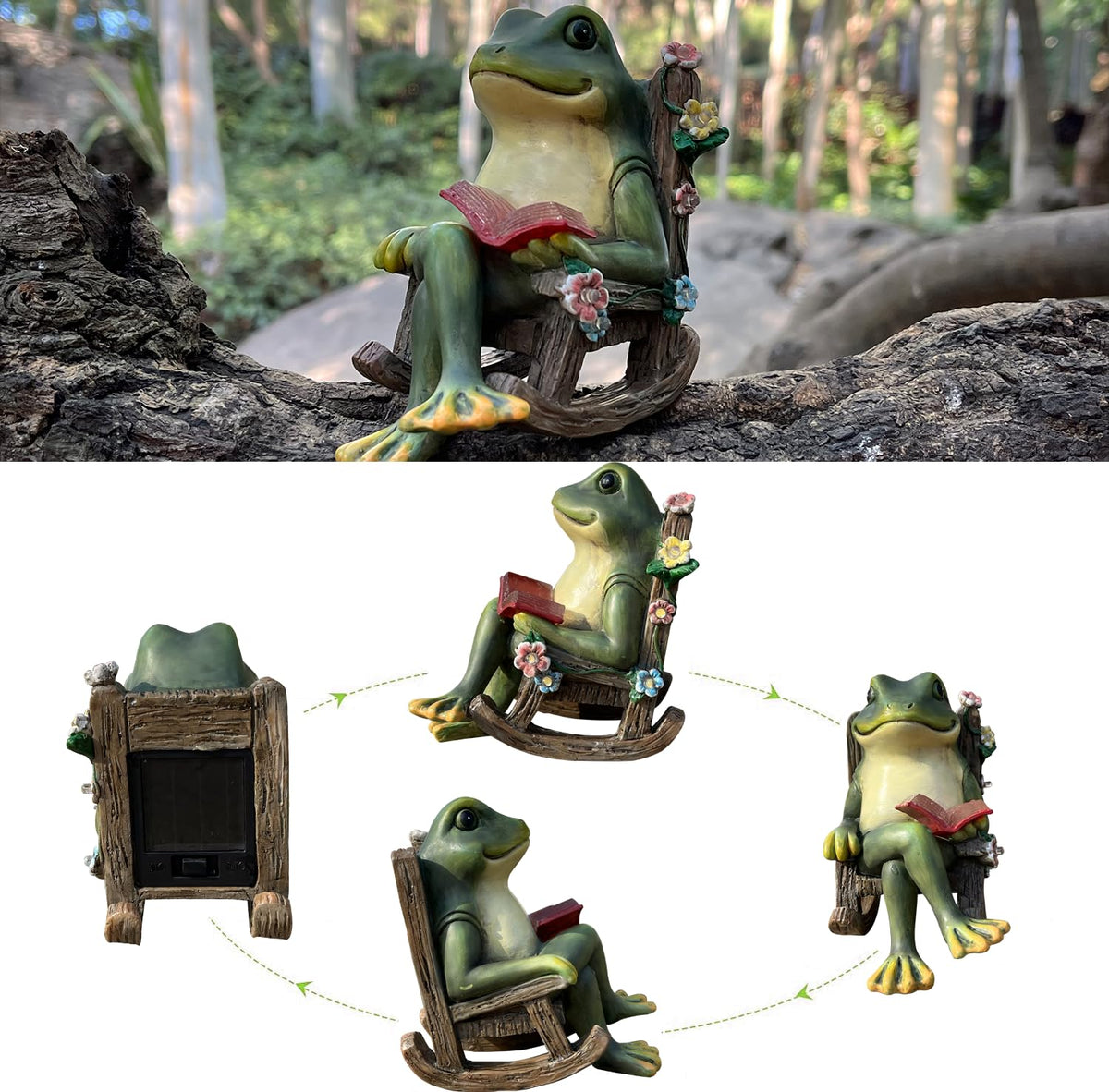 Scuyari frog statue on compact pedestal adds charm to balcony decor.