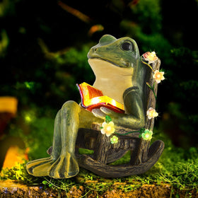 Scuyari solar lawn decor frog lights pathways with subtle glow.