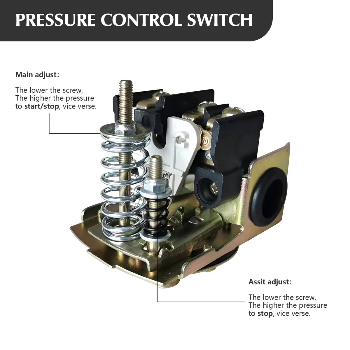 Sdanbom brass body well pump switch highlights durable, corrosion-resistant construction