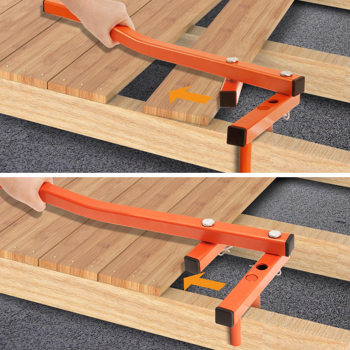 SDSNTE deck board removal tool in use to lift weathered boards efficiently.
