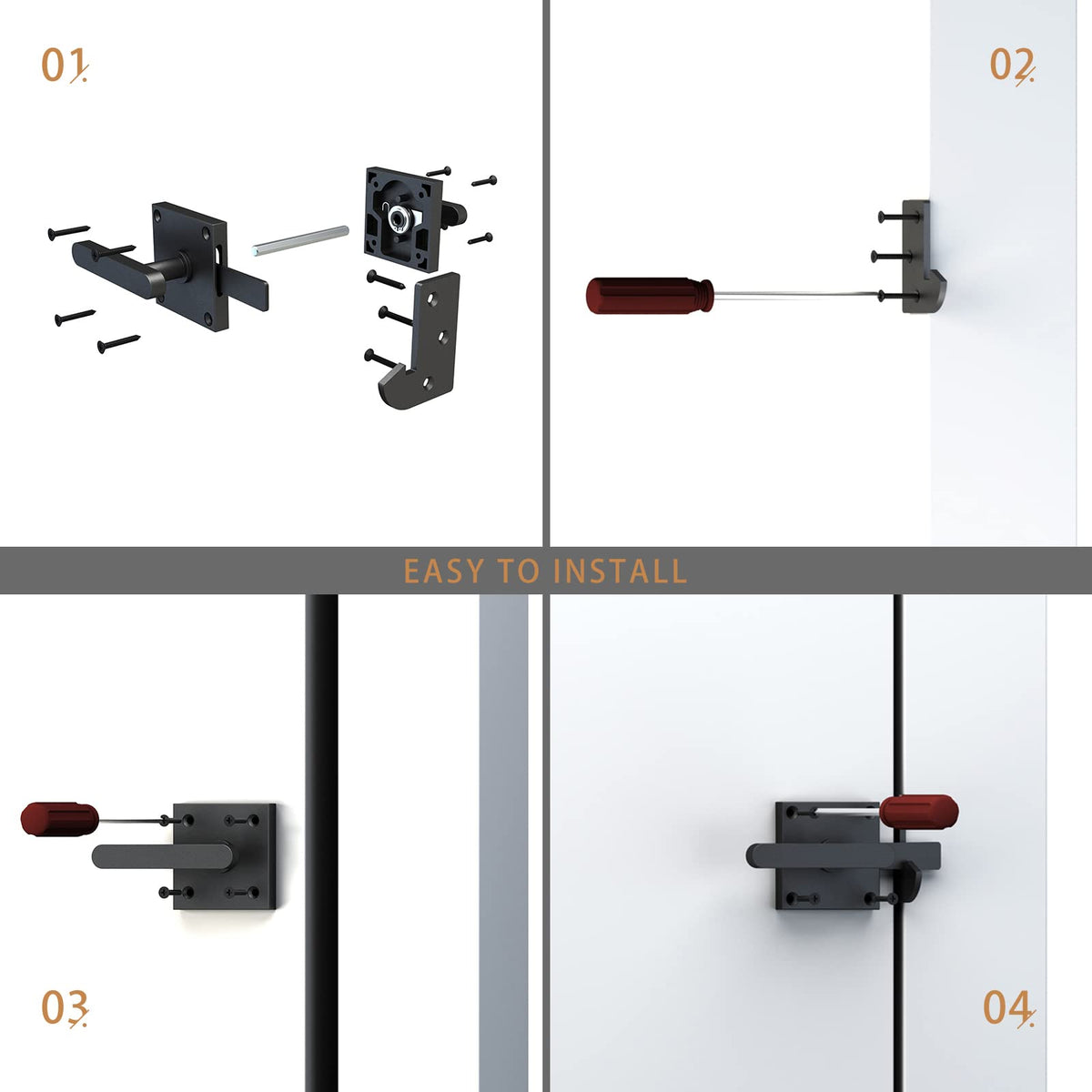 Sdstone gate latch installed on a garden gate in an outdoor setting.