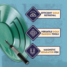 SE 11-Piece Gold Panning Kit dual sieves 1/8 and 1/2 inch for material classification.