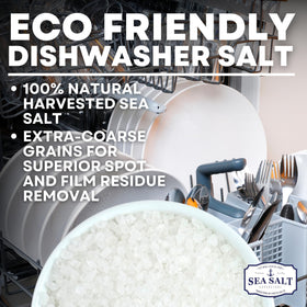 Sea Salt Superstore hard water softener granules enhance dishwasher efficiency.