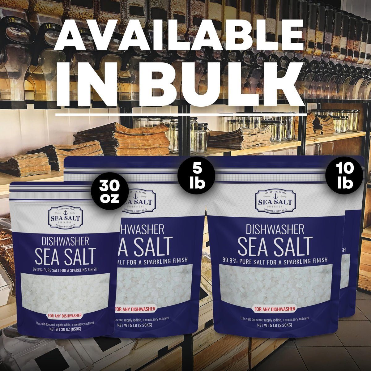 Sea Salt Superstore non-GMO vegan formula supports clean cycles.