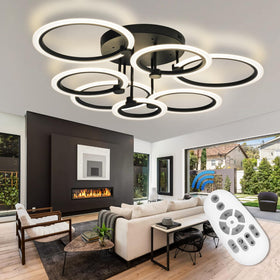 SEABLE 7-ring LED ceiling light design enhances modern living room ambiance.