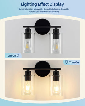 SEABLE clear glass shade detail highlights contemporary vanity lighting design