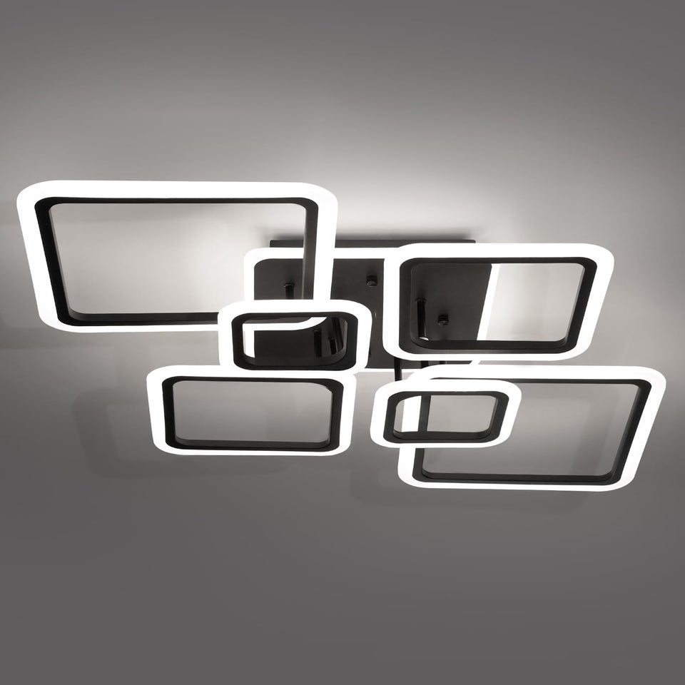 SEABLE modern ceiling light with 6+1 acrylic rings for bright, even illumination.