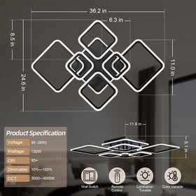 SEABLE acrylic square rings add contemporary style and soft diffusion.