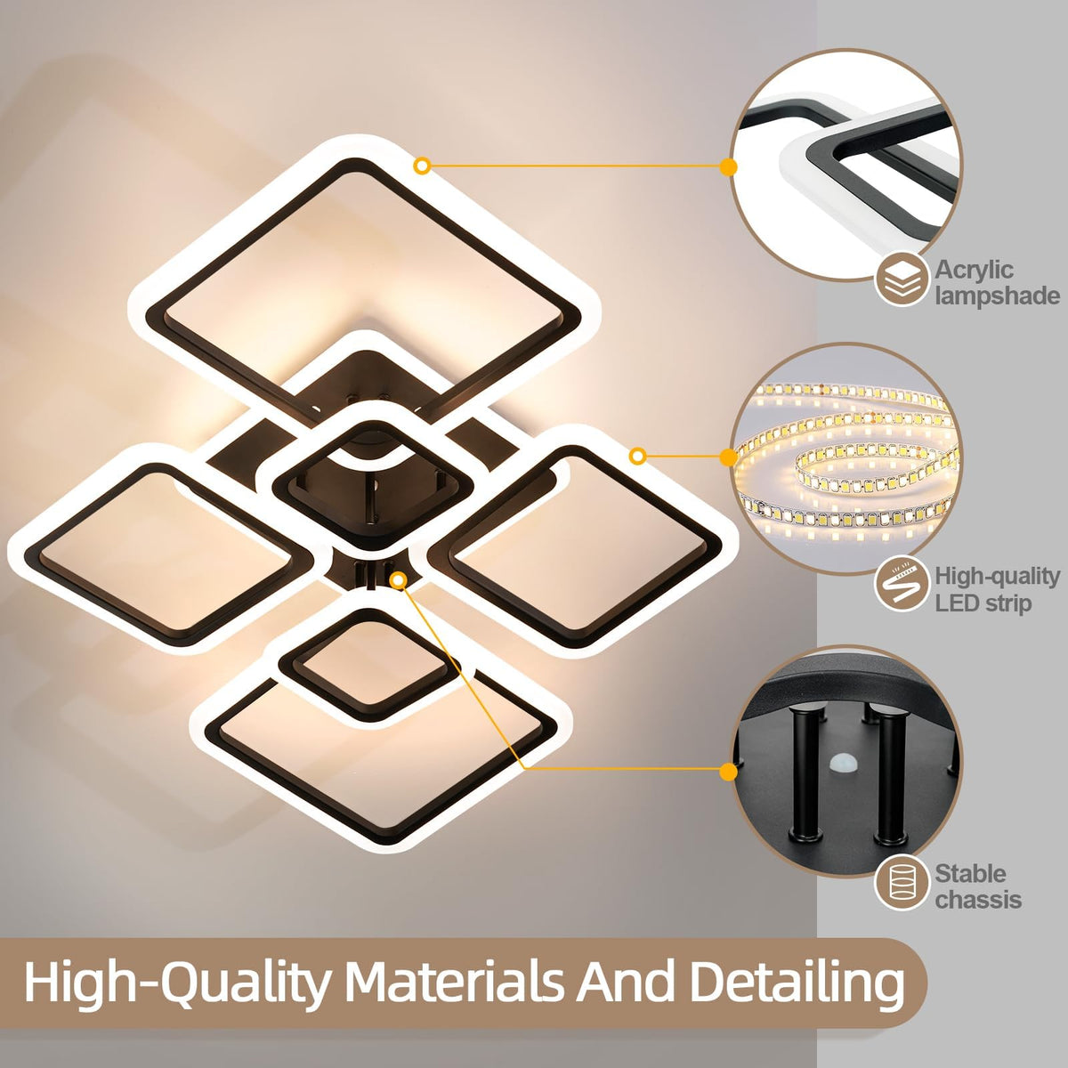 SEABLE matte black base with integrated LEDs for a sleek ceiling profile.