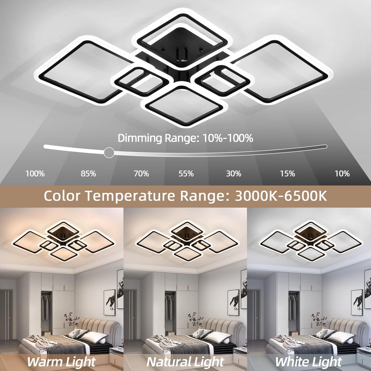 SEABLE remote controlled ceiling light enabling dimming and color temperature adjustments.