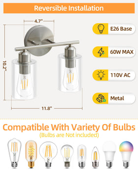 SEABLE wall sconce with E26 socket for versatile bulb options