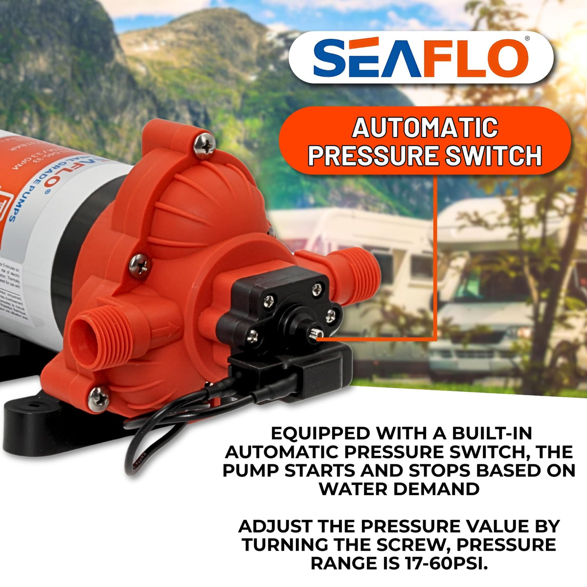 SEAFLO 33-Series pump delivering steady marine water pressure.