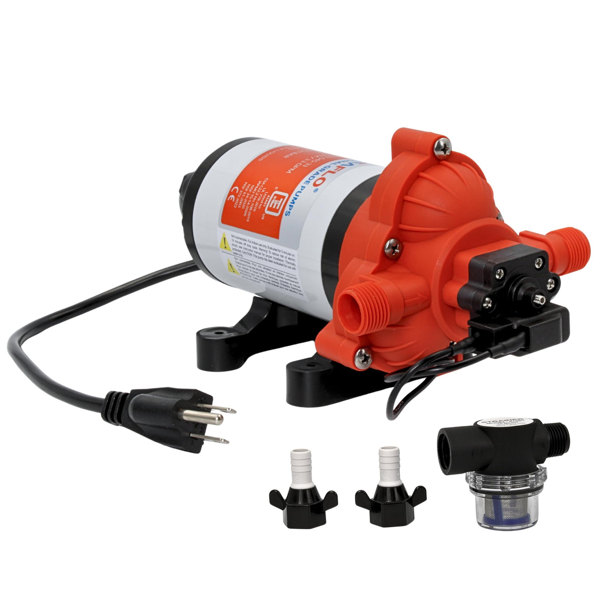 SEAFLO 33-Series pump—front view, ideal for RV water systems.
