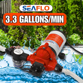 SEAFLO 33-Series pump providing RV shower water on demand.