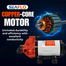 SEAFLO 33-Series pump quiet operation reduces cabin noise.