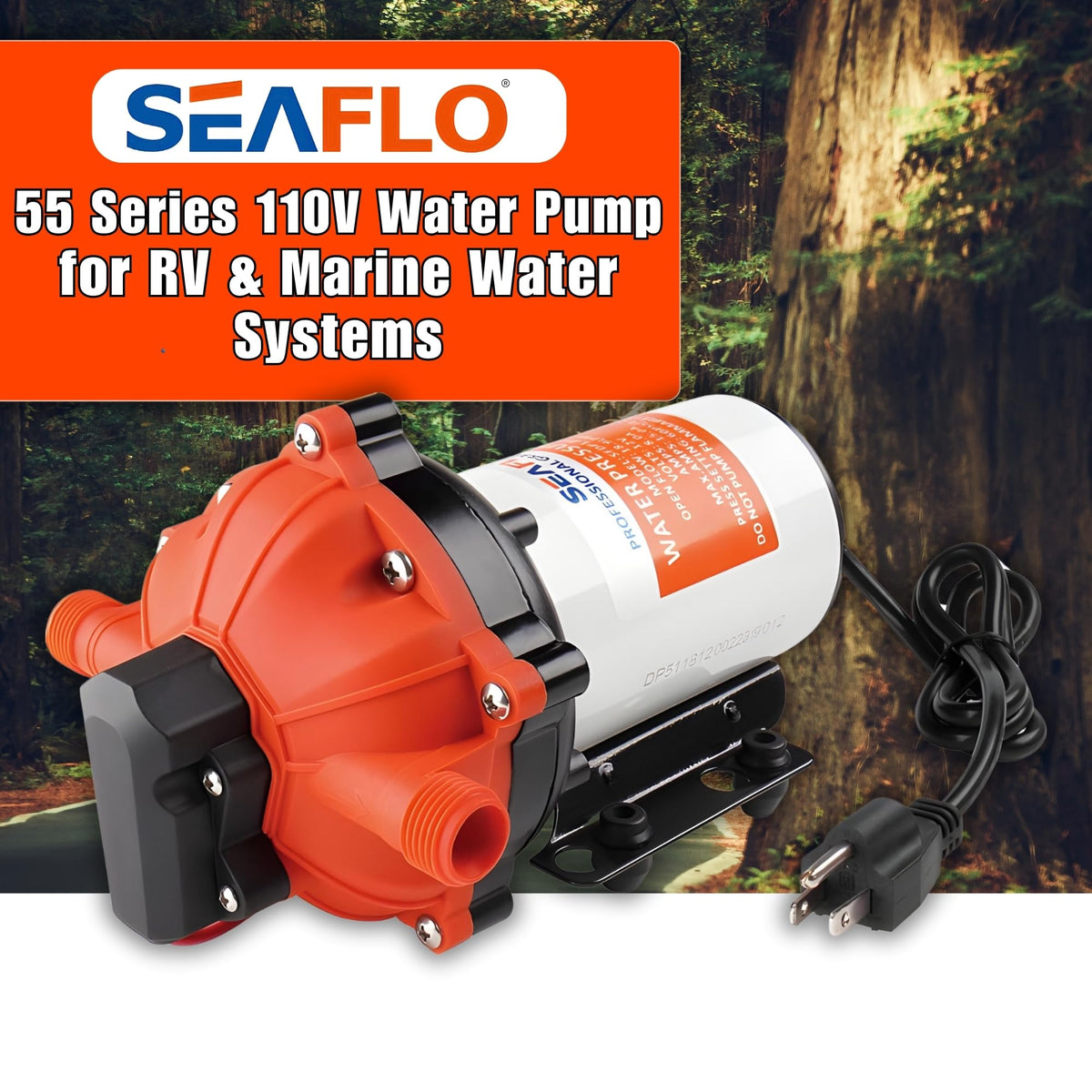 SEAFLO 55-Series diaphragm assembly close-up highlights robust construction for steady pressure.
