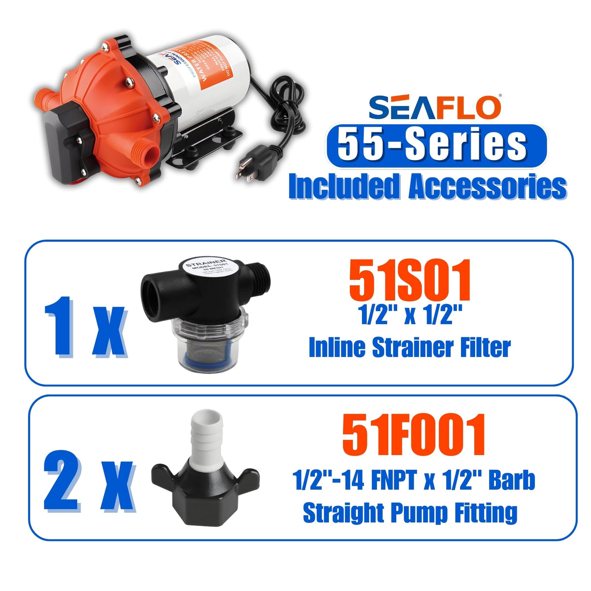 SEAFLO 55-Series supports multiple fixtures with steady pressure.