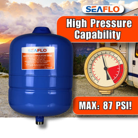 SEAFLO 2 Gallon accumulator install-ready kit overview for quick setup.