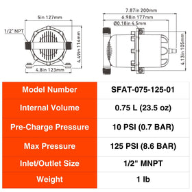 SEAFLO accumulator tank’s durable construction handles high pressure for long-term use.