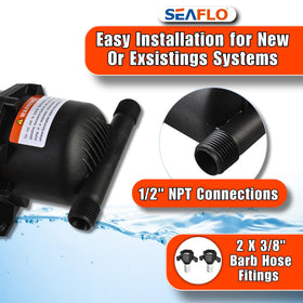 SEAFLO accumulator tank off-grid setup supports efficient battery use and water delivery.