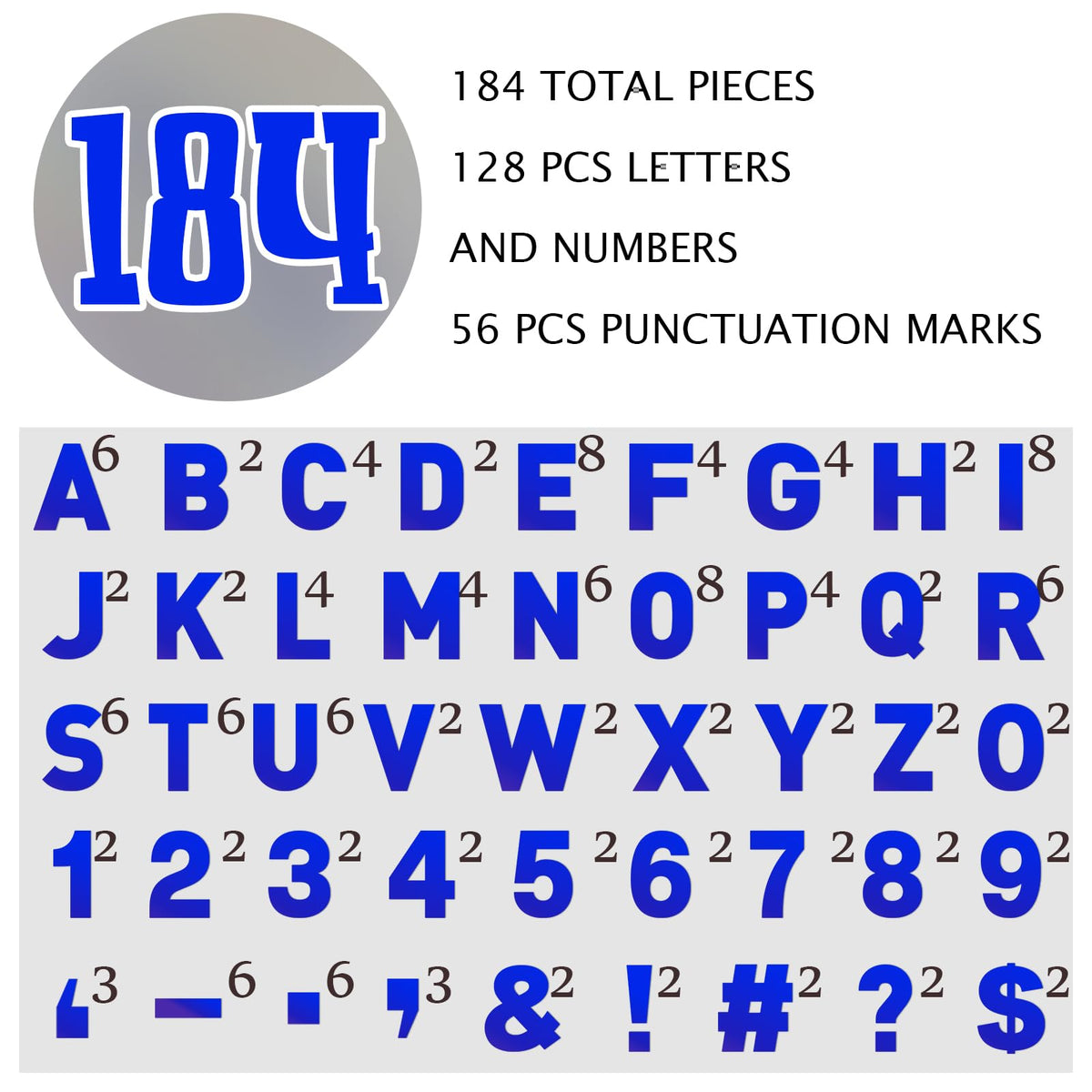 Seajan blue 6-inch vinyl letters ideal for posters and windows
