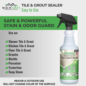 Seal It Green Xtreme spray application demonstrates quick, hands-free grout protection.