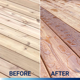 Seal-Once Marine Premium Wood Sealer Bronze Cedar swatch highlights color-enhancing finish.