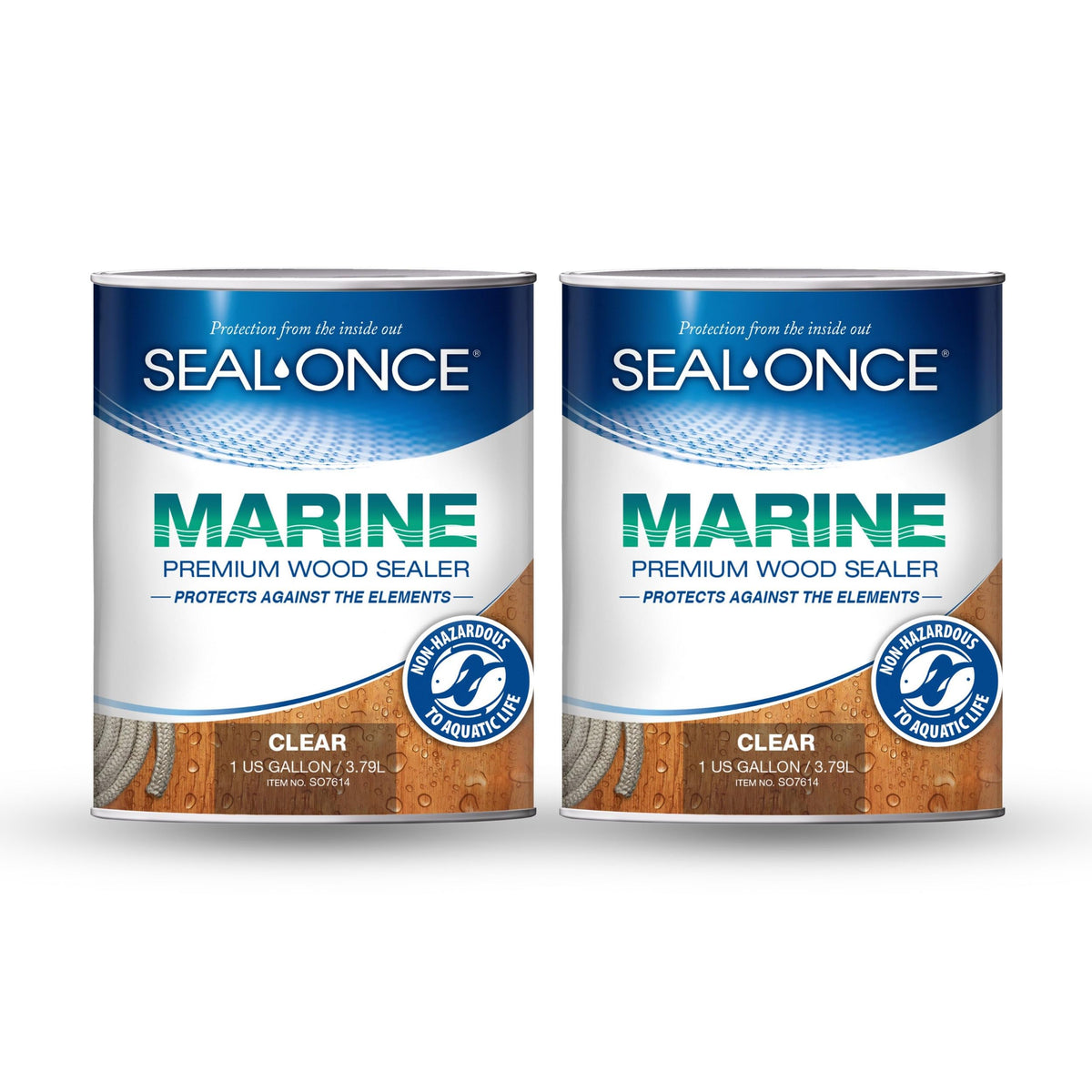 Seal-Once Marine Ready Mix 2-Gallon bottle for outdoor wood protection.