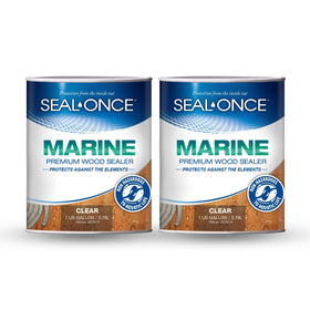 Seal-Once Marine Ready Mix 2-Gallon bottle for outdoor wood protection.