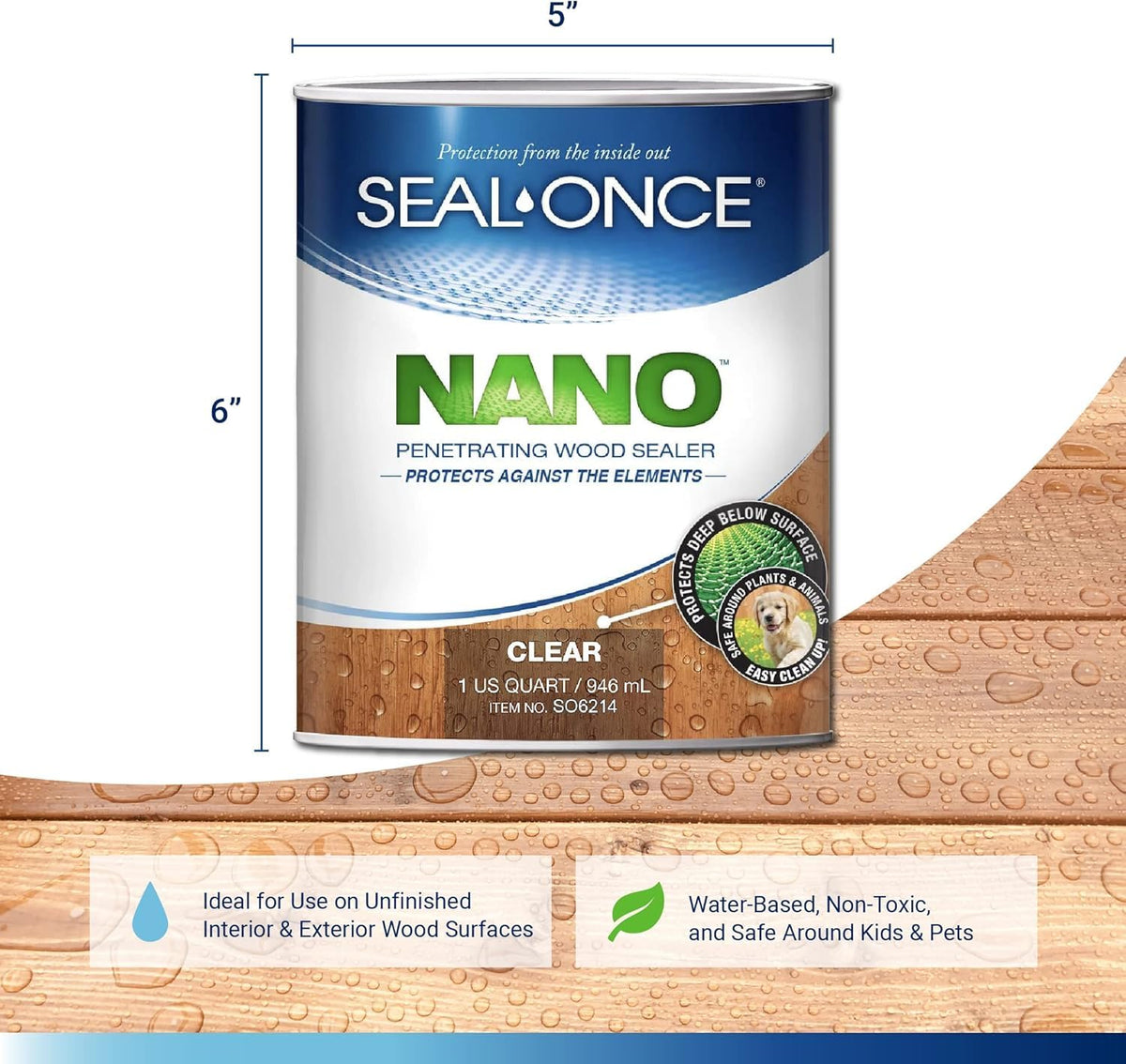 Seal-Once Nano Penetrating Wood Sealer on wood fence ready for long-lasting protection.