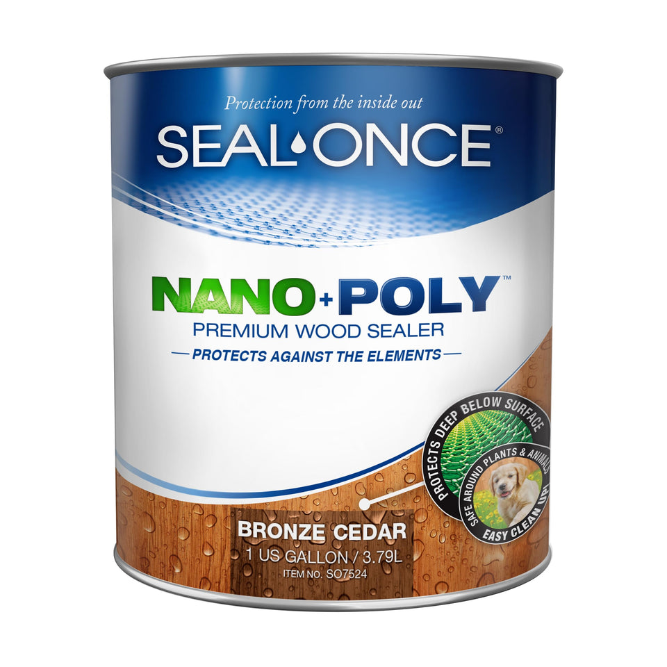 Seal-Once Nano+Poly brush application on bronze cedar for durable outdoor protection