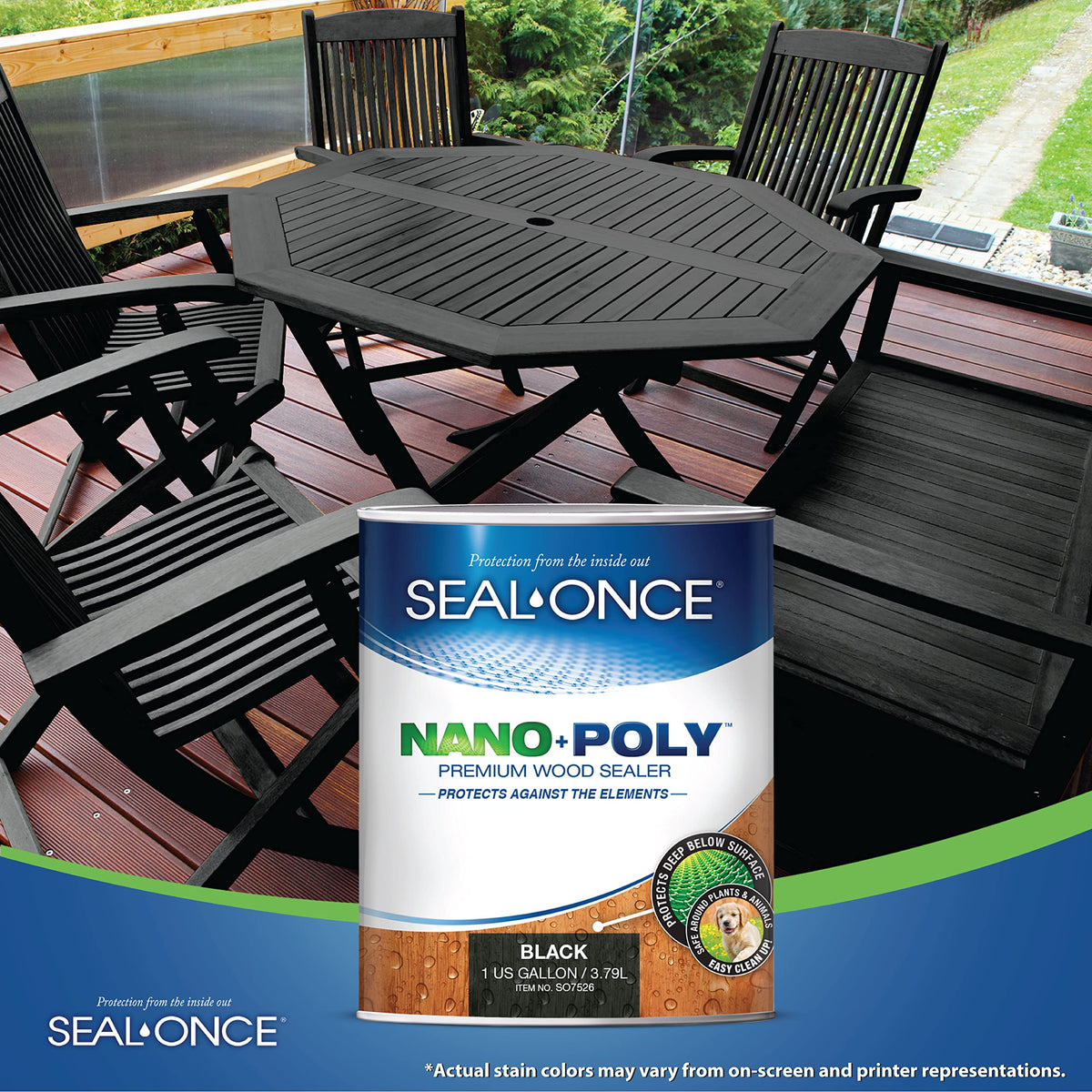 Seal-Once Nano+Poly quick-dry application on wood surfaces.