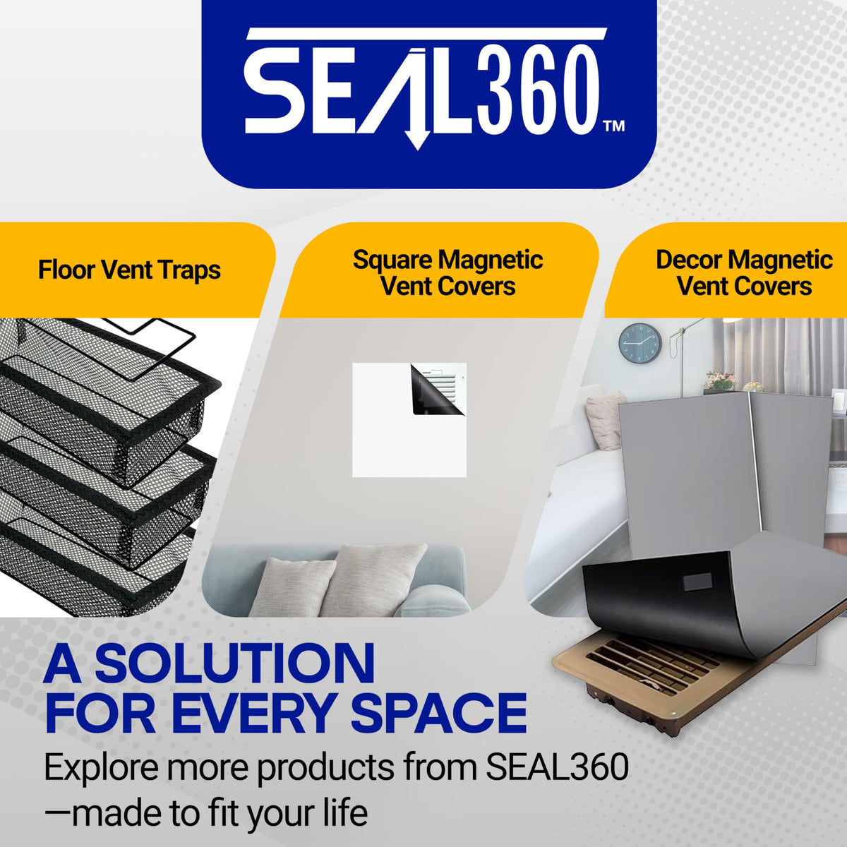 SEAL360 3-pack vent covers simplify winter and summer comfort management.