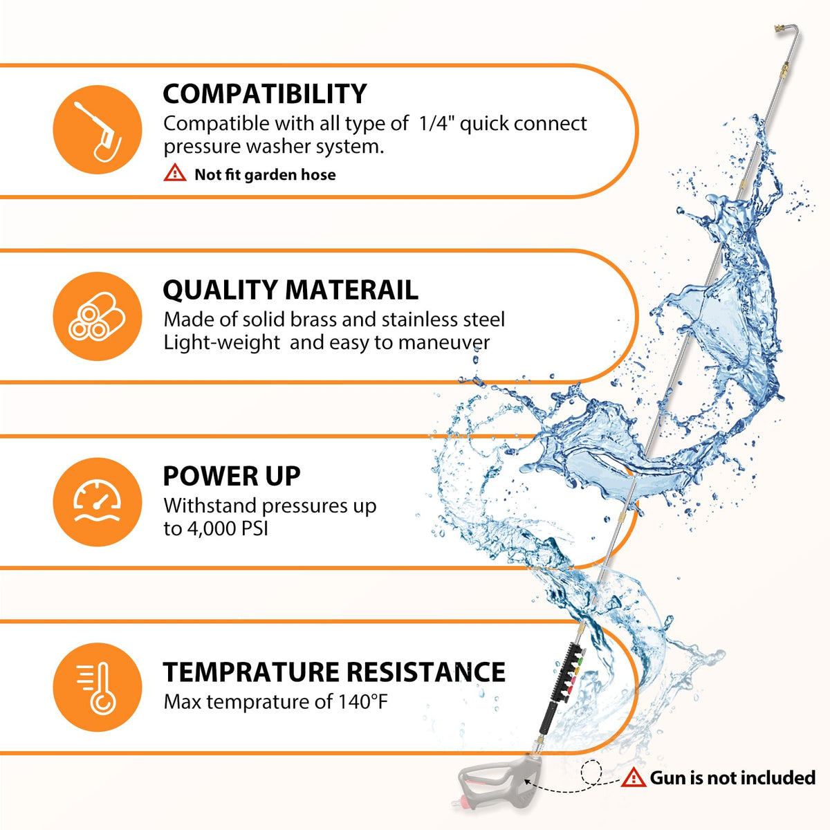 Sealegend brass connectors for secure, leak-free connections during outdoor cleaning.