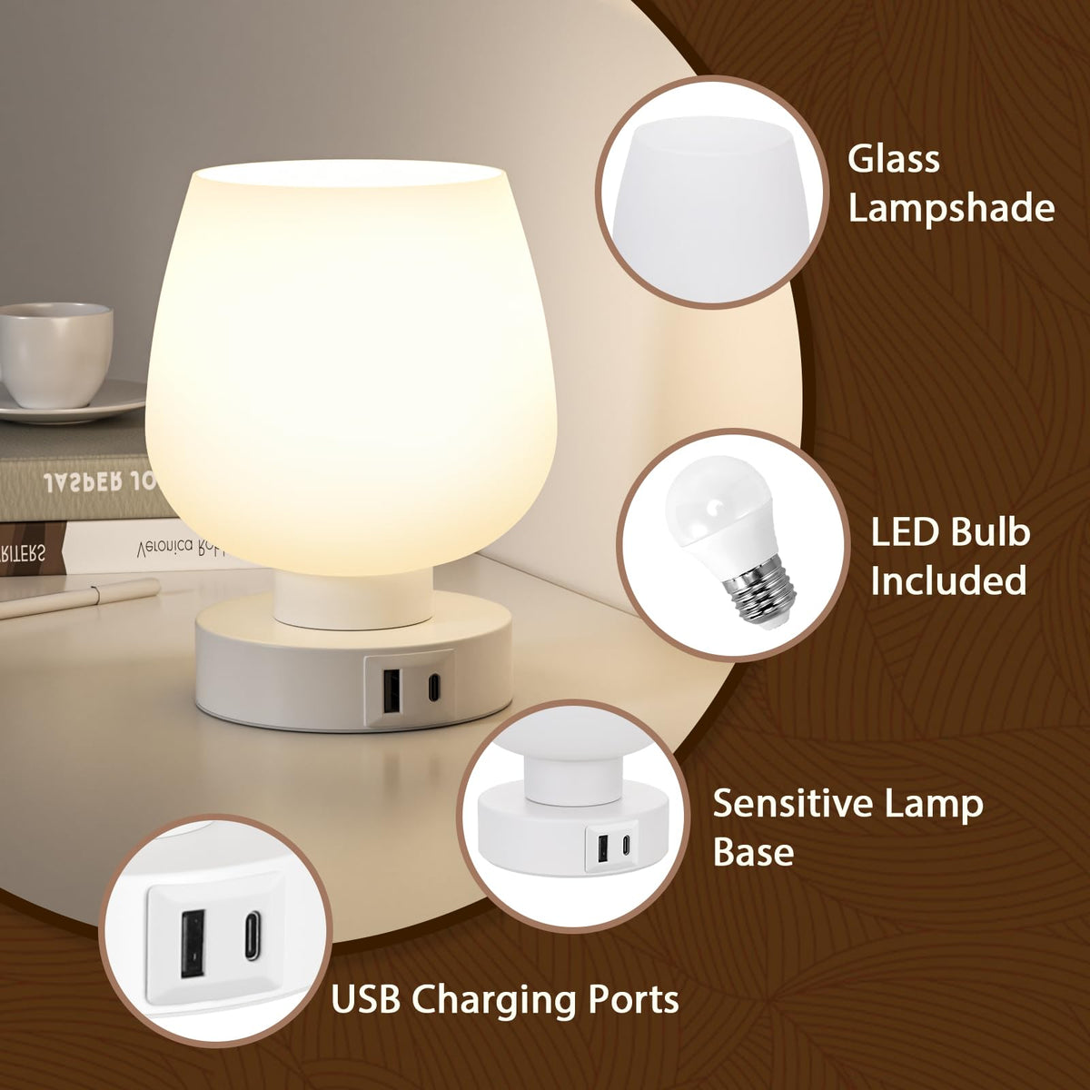 Seealle compact lamp ideal for small spaces and nightstands.