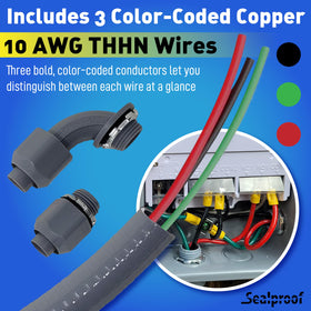 Sealproof 10-gauge wire spool ready for quick power hookups.