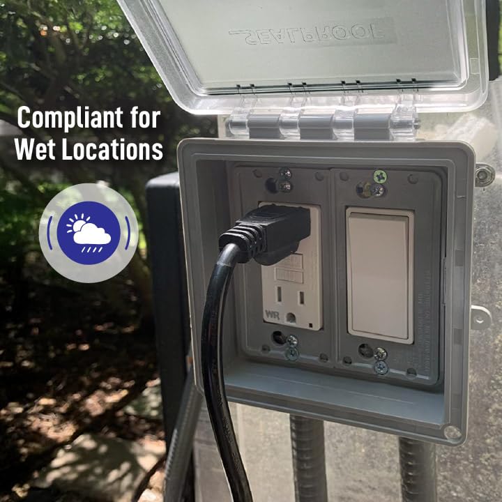 Sealproof clear frosted cover closeup highlights weatherproof seal and durable housing.