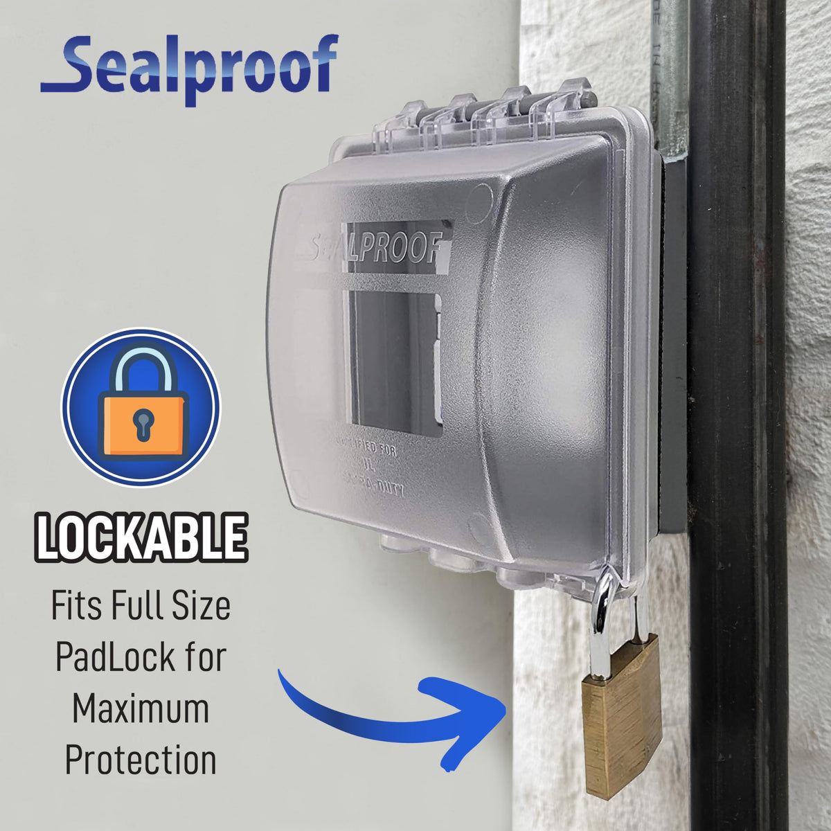 Sealproof lockable cover keeps circuits secure in outdoor environments.