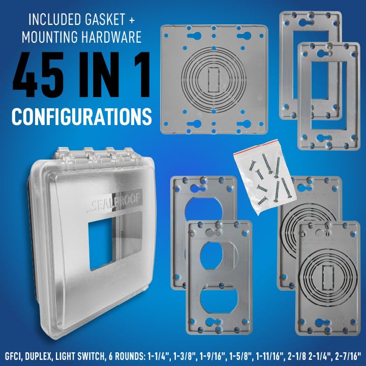 Sealproof lockable weatherproof outdoor cover closed, adds security for outdoor outlets.