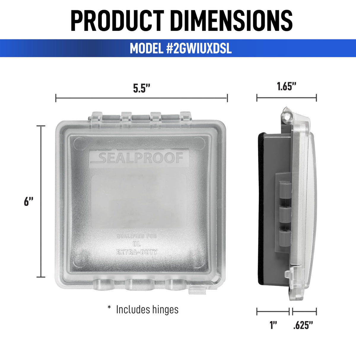 Sealproof NEC UL compliant label confirms safety standards for outdoor installations.