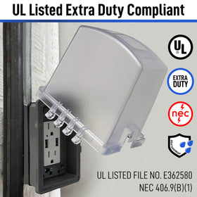 Sealproof non-metallic clear frost cover keeps the outlet visible and dry.
