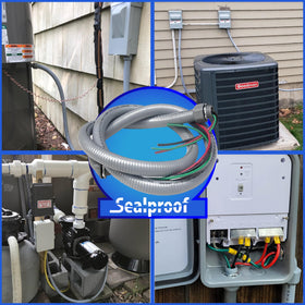 Sealproof outdoor-application heat pump hookup showcases versatile field-ready wiring.