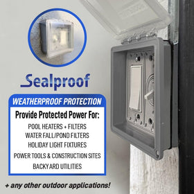 Sealproof not intended to be used while the outlet is in use provides safety guidance.