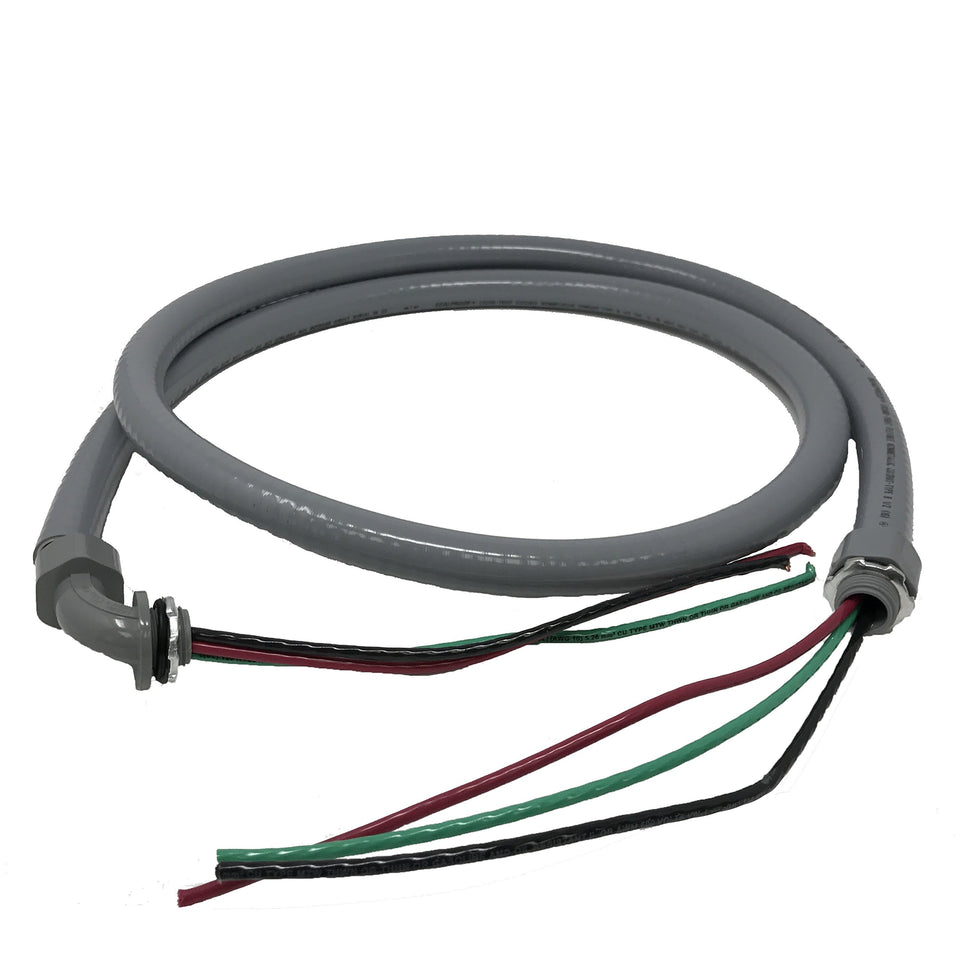 Sealproof Power Whip Assembly close-up highlighting UL components for reliable connections.