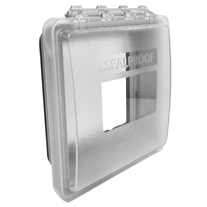 Sealproof Slim 2-Gang outdoor cover mounted, keeps exterior outlets protected with a slim profile.