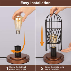 Seaside Village amber LED bulb included for warm, eye-friendly illumination.