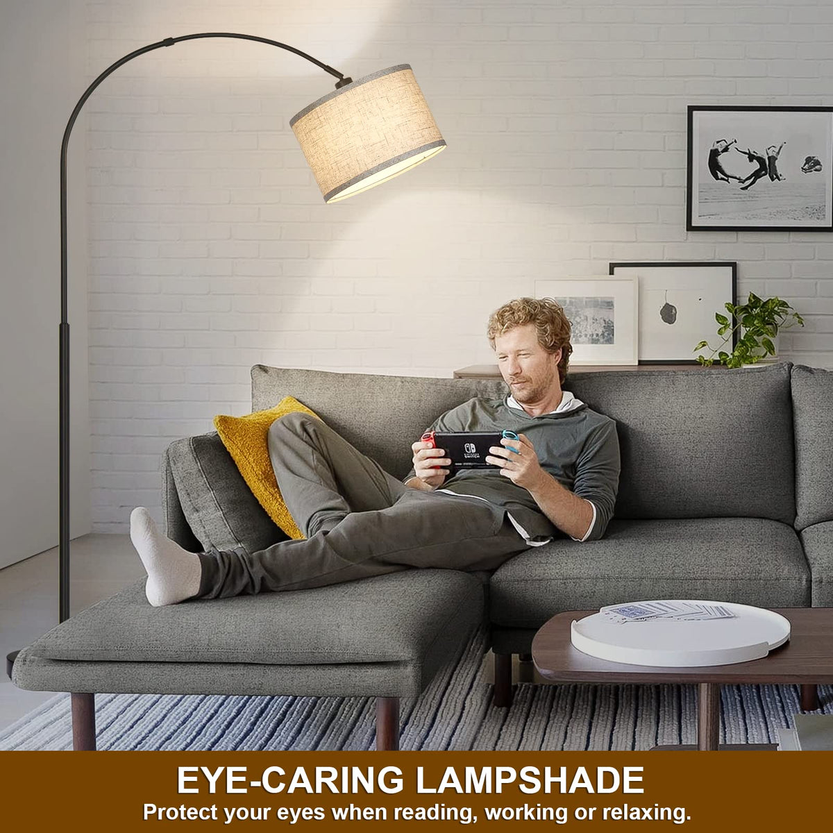 Seaside village Arc Floor Lamp foot pedal switch enables easy operation.