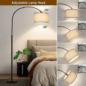 Seaside village Arc Floor Lamp heavy metal base for stability.