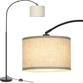 Seaside village Arc Floor Lamp in bedroom reading nook setup with cozy task light.