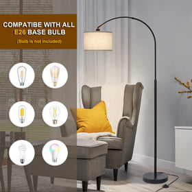 Seaside village Arc Floor Lamp integrates with smart outlets for hands-free control.